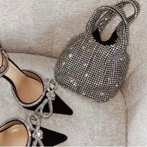 Champagne Crystal Rhinestone silver evening Bag